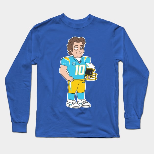 Justin Herbert Chargers Cartoon Long Sleeve T-Shirt by Carl Cordes